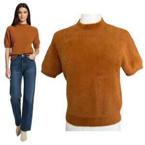 Anthropologie Pilcro Rust Eyelash Knit Sweater Short Sleeve S